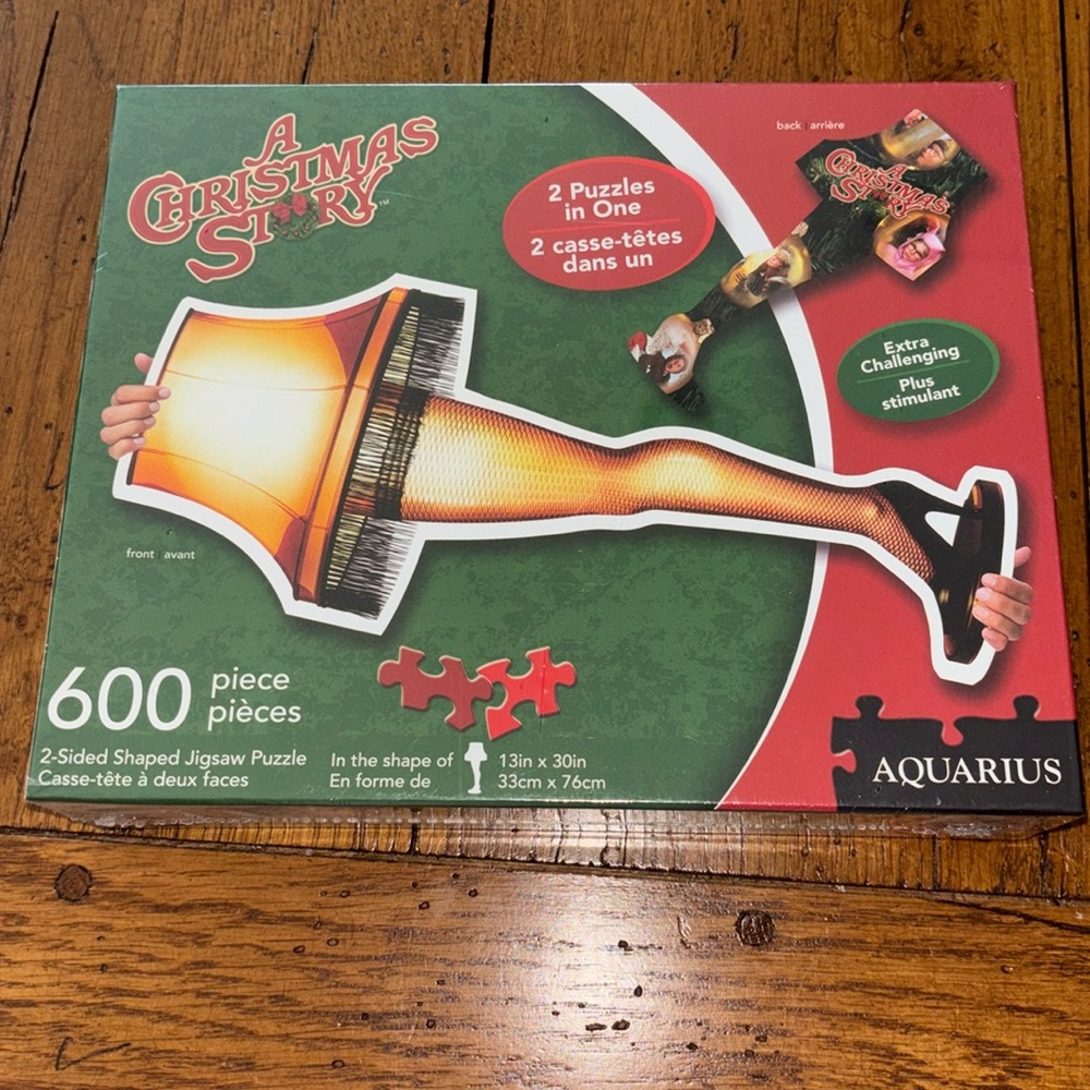 A Christmas Story NEW 600 Piece 2 Sided Leg Lamp Puzzle by Aquarius 13” x 30”